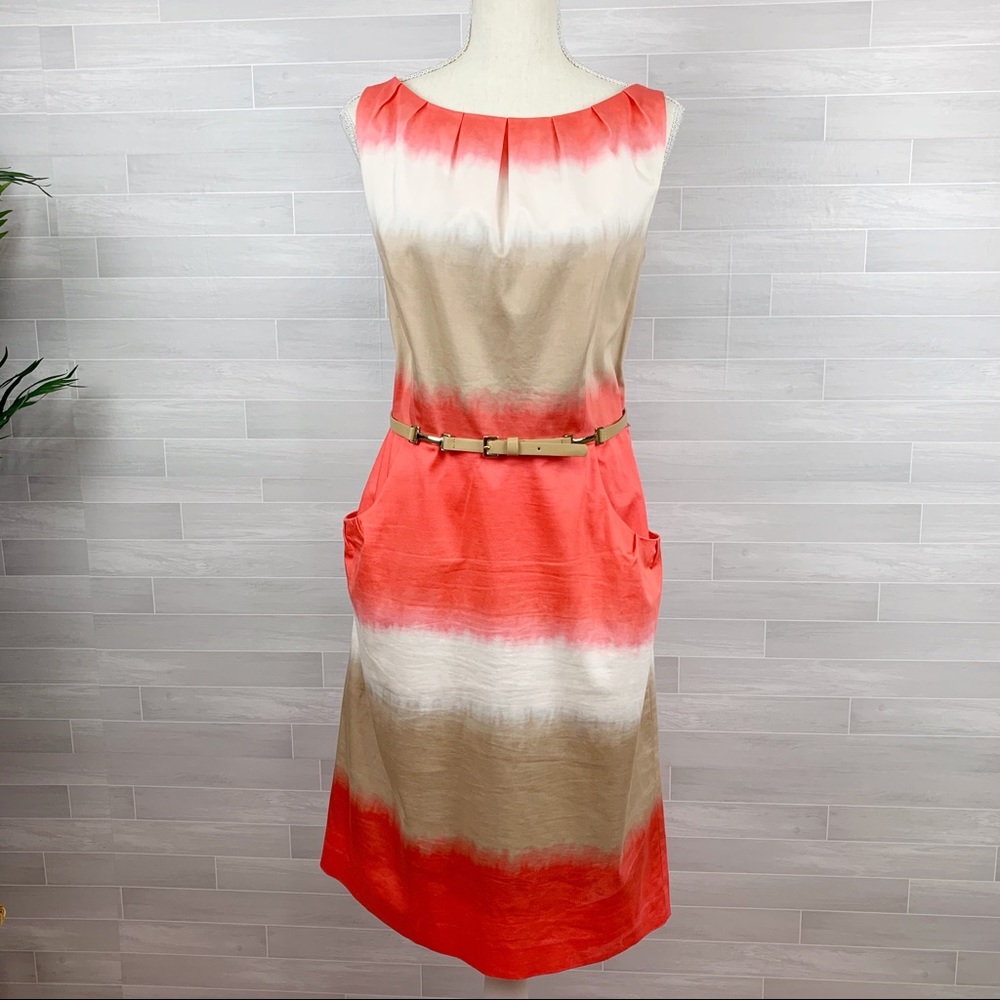 Nine West Plus Size Color Block Belted A-line Midi